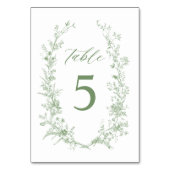 Numéro De Table Sage Green Toile Classic Floral Mariage (Par défaut)