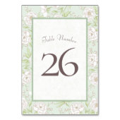 Numéro De Table Sage Green White Rose Wedding Table Number (Dos)