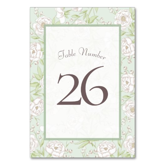 Numéro De Table Sage Green White Rose Wedding Table Number (Par défaut)