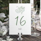 Numéro De Table Sage Hand Drawn Hearts Monogram Whimsical Wedding