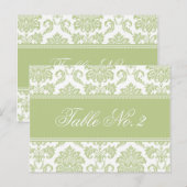 Numéro de table Sage Mariage damassé (Devant / Derrière)