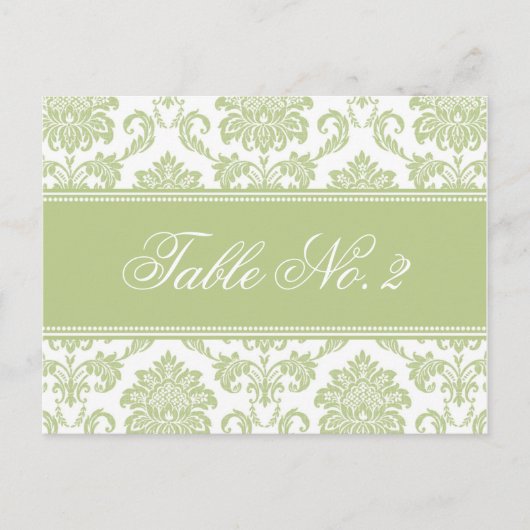 Numéro de table Sage Mariage damassé (Devant)