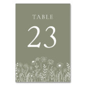 Numéro De Table Sage vert avec Mariage Fleur sauvage blanc (Dos)