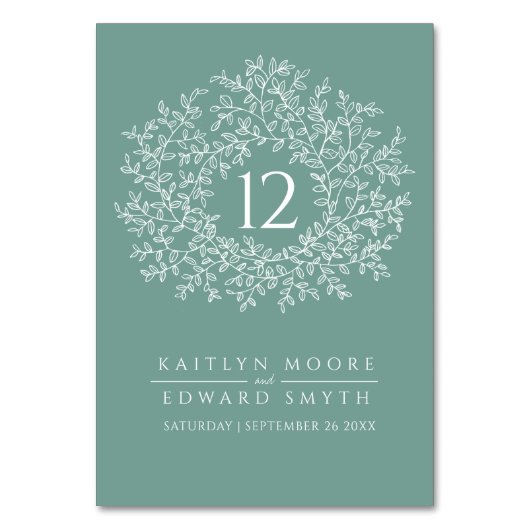 Numéro De Table Sage vert feuille cercle monogramme mariage person (Par défaut)