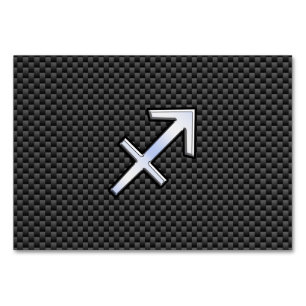 Numéro De Table Sagittarius Zodiac Sign Black Carbon Fiber Print
