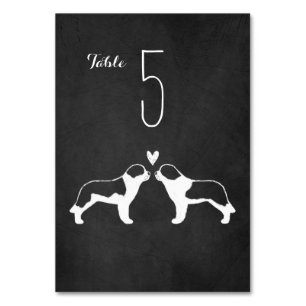 Numéro De Table Saint Bernard Chien Silhouettes Réception de maria