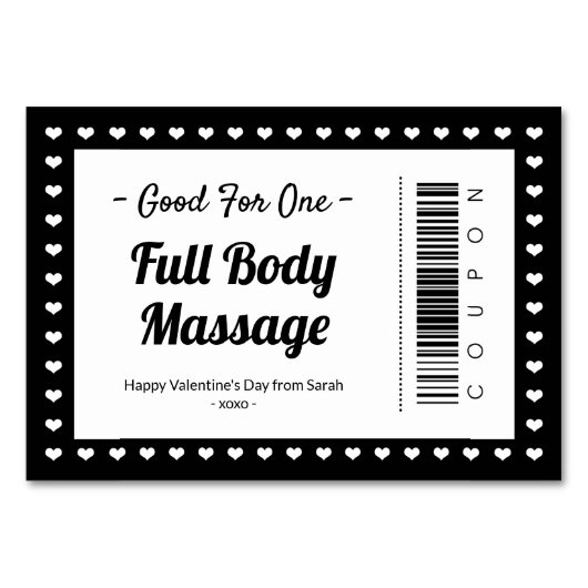 Numéro De Table Saint Valentin Massage Amour Coupon Couple Cadeau (Devant)