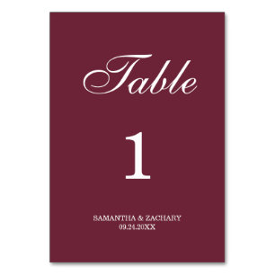 Numéro De Table Samantha Elegant Mariage simple double face