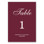 Numéro De Table Samantha Elegant Mariage simple double face (Dos)