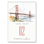 Numéro De Table San Francisco Golden Gate Bridge Landscape Wedding (Dos)