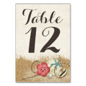 Numéro De Table Sandy Beach Hibiscus & Shells Mariage Numéro de ta (Dos)