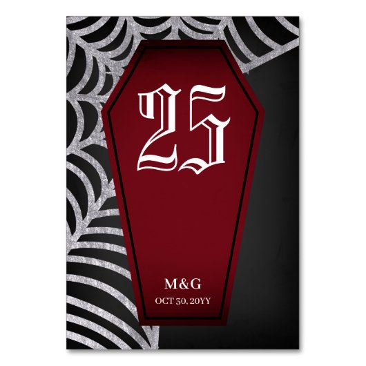 Numéro De Table Sang Rouge café Spiderweb Goth Mariage (Dos)