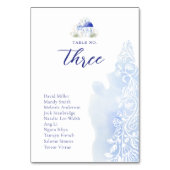 Numéro De Table Santorini Grèce Paysage Mariage d'aquarelle bleu (Dos)