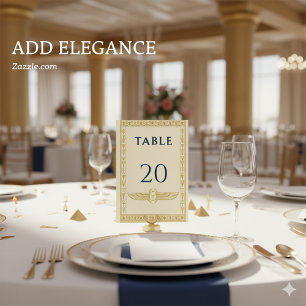 Numéro De Table Scarabée Égyptien & Bordure Dorée – Modifiable