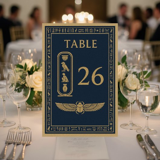 Numéro De Table Scarabée et Vases Égyptiens – Modifiable