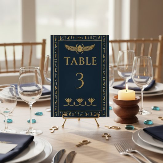 Numéro De Table Scarabée & Lotus Égyptien – Modifiable