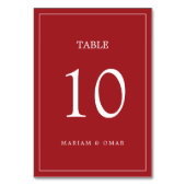 Numéro De Table Scarlett Red Minimalist Script avec Mariage fronta (Dos)