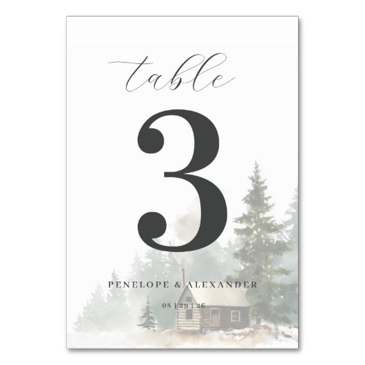 Numéro De Table Scène de cabane hivernale sereine (Par défaut)