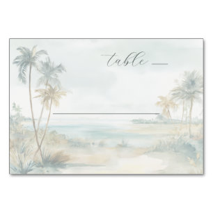 Numéro De Table Scène de plage à l'aquarelle aux tons pastel serei