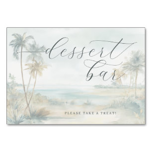 Numéro De Table Scène de plage à l'aquarelle pastel tranquille