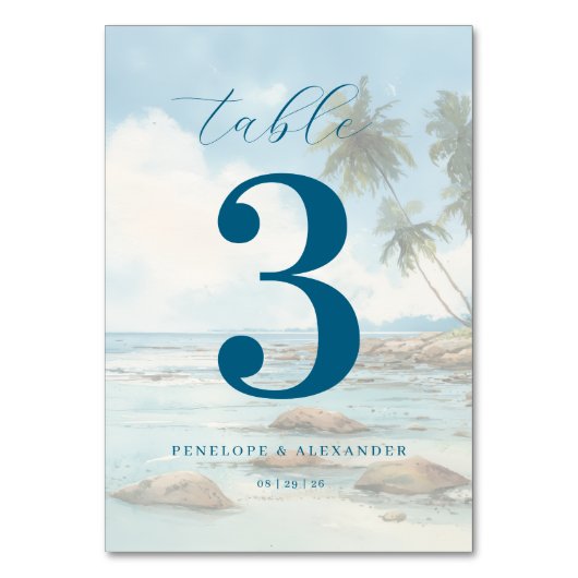 Numéro De Table Scène de plage calme sarcelle (Par défaut)