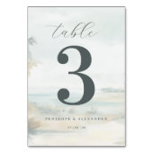 Numéro De Table Scène de plage sereine aux tons pastel (Dos)
