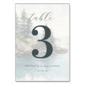 Numéro De Table Scène tranquille au bord du lac bleu (Dos)