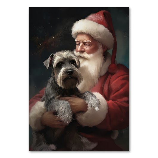 Numéro De Table Schnauzer avec Noël Festif du Père Noël (Dos)