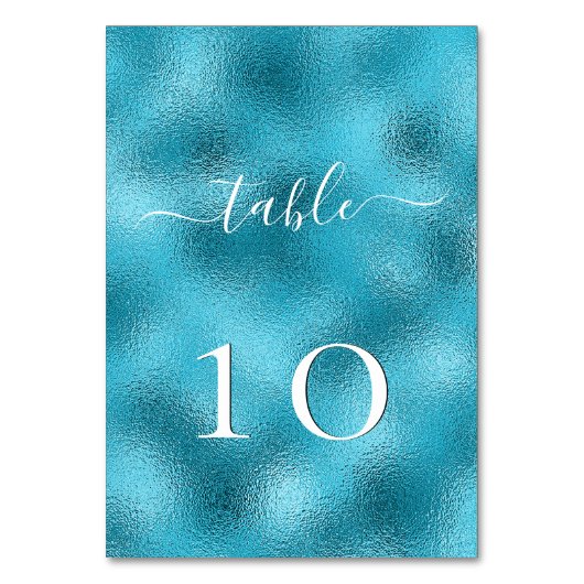 Numéro De Table Script bleu turquoise de mariage de plage (Dos)