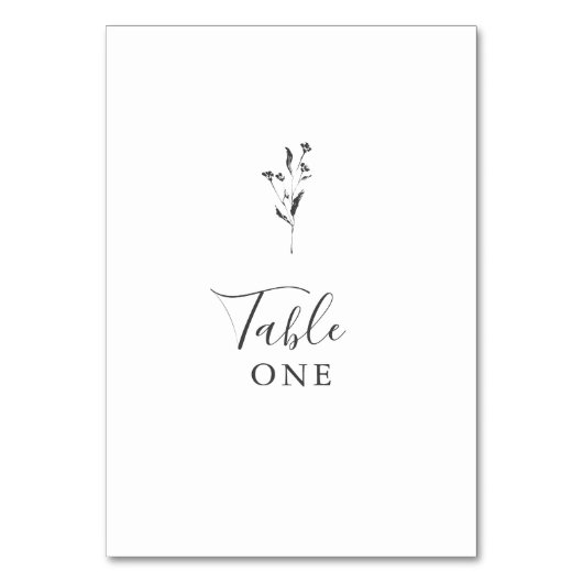Numéro De Table Script Botanique simple Mariage Boho noir blanc (Par défaut)