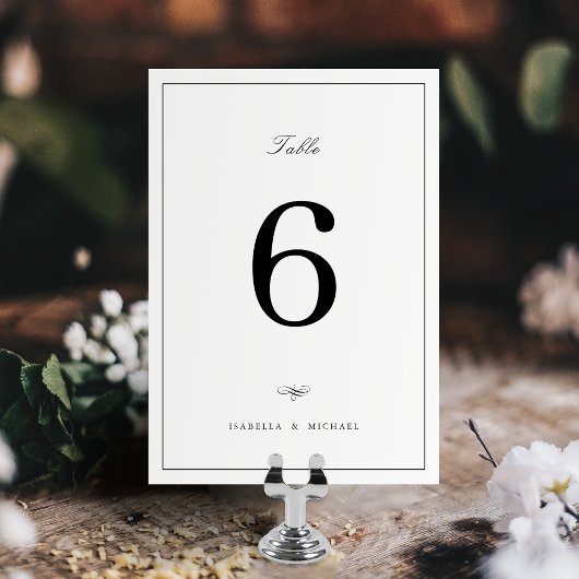 Numéro De Table Script classique élégant Mariage simple