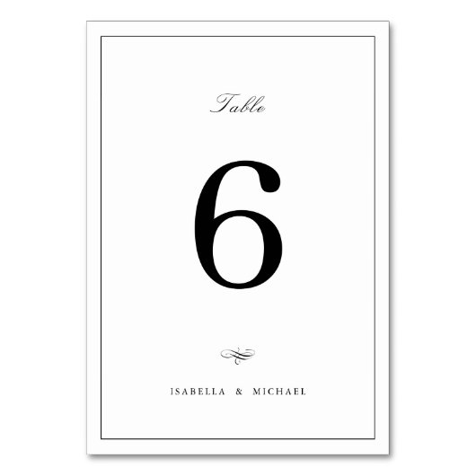 Numéro De Table Script classique élégant Mariage simple (Par défaut)