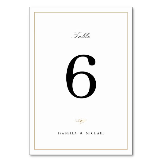 Numéro De Table Script classique élégant Mariage simple (Par défaut)