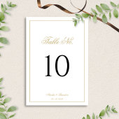 Numéro De Table Script classique formel Mariage noir et or