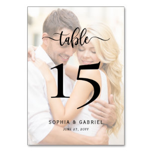 Numéro De Table Script de calligraphie Mariage photo double face