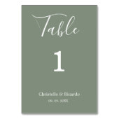 Numéro De Table Script de calligraphie mariage simple et sauge (Dos)