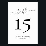 Numéro De Table Script de calligraphie minimaliste Mariage double<br><div class="desc">Élégante calligraphie Script Mariage Numéros de table Double face avec personnalisation personnalisée. Aidez vos invités à trouver facilement leur chemin avec ces cartes de numéro de table double face simples et élégantes. Il est facile d'ajouter le, les chiffres, les noms et la date ! Dispose d'une jolie main lettrage calligraphie...</div>