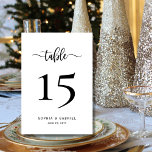 Numéro De Table Script de calligraphie minimaliste Mariage double<br><div class="desc">Élégante Calligraphie moderne Script Mariage Numéros de table Double face avec personnalisation personnalisée. Aidez vos invités à trouver facilement leur chemin avec ces cartes de numéro de table double face simples et élégantes. Il est facile d'ajouter le, les chiffres, les noms et la date ! Dispose d'une jolie main lettrage...</div>