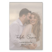 Numéro De Table Script de calligraphie Whimsical Faded Mariage pho (Dos)