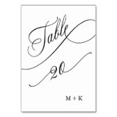 Numéro De Table Script de luxe Mariage noir et blanc numéro 20, (Dos)