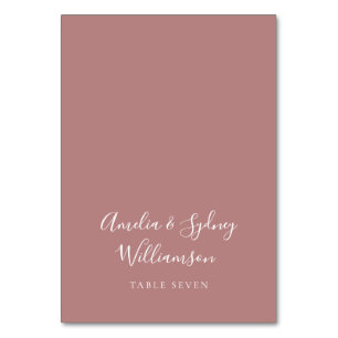 Numéro De Table Script de Rose duvet minimal Nom personnalisé Cart