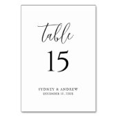 Numéro De Table Script élégant moderne Mariage noir et blanc (Dos)