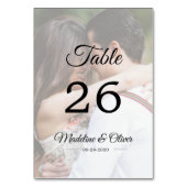 Numéro De Table Script élégant photo Mariage moderne (Dos)