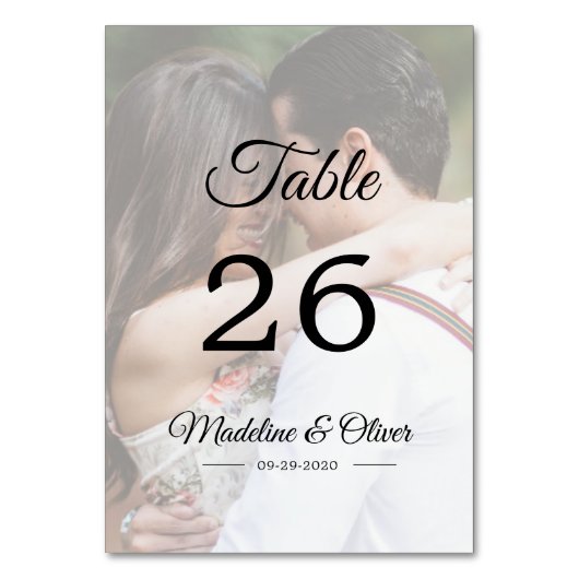 Numéro De Table Script élégant photo Mariage moderne (Par défaut)