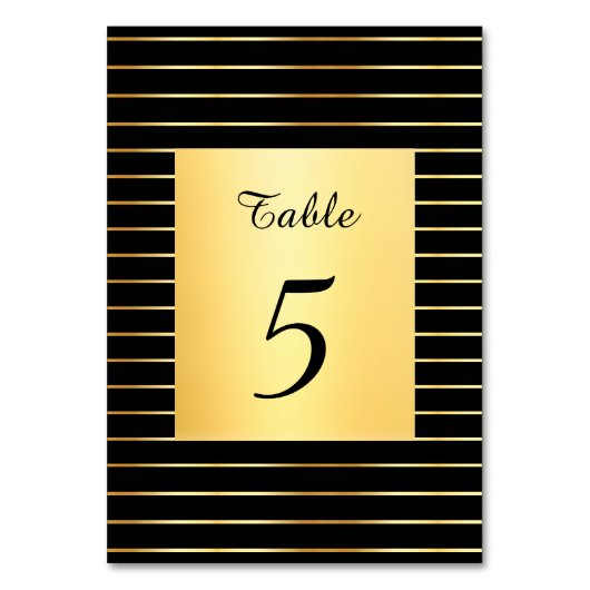 Numéro De Table Script manuscrit noir et or élégant Modèle (Dos)