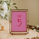 Numéro De Table Script manuscrit Whimsy Rose Rouge Personnalisé Ma<br><div class="desc">Ajoutez une touche amusante et personnelle à votre réception de mariage avec notre Script manuscrit Quirky Whimsy Custom Table Number en rose et rouge. Ce design ludique présente une écriture manuscrite charmante et des couleurs vives, ce qui en fait un joli complément à votre décor mariage. Guidez vos invités à...</div>