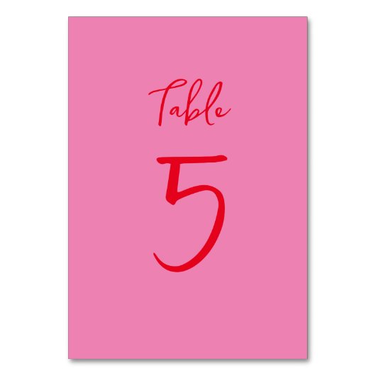 Numéro De Table Script manuscrit Whimsy Rose Rouge Personnalisé Ma (Dos)
