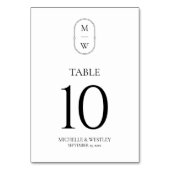 Numéro De Table Script minimal simple Mariage noir et blanc (Dos)