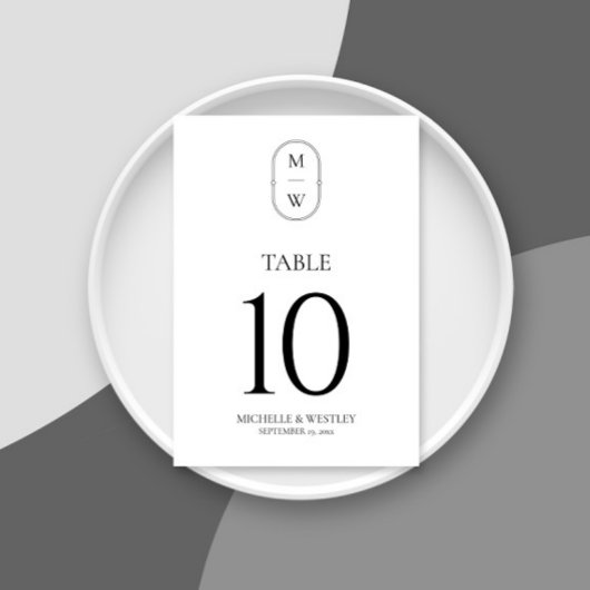 Numéro De Table Script minimal simple Mariage noir et blanc