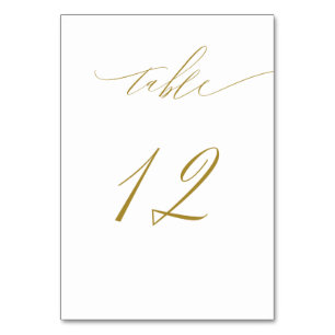Numéro De Table Script minimaliste blanc or élégant No 12 Mariage